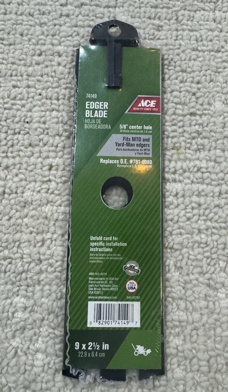 NEW Ace Brand 74179 Edger Blade for MTD and Yard-Man Replaces OE 781-0080